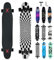 Opurtdor Longboard 118CM Profi Skateboard Komplettes Cruiser Trick 8 Etagen Ahornholz Wood Schwarzes Longboard für Anfänger Erwachsene Teens Mädchen Jungen (Magie Kariert)
