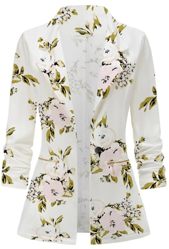 Genhoo White Blazer for Women Summer Plus Size Lightweight Jacket Outfit White XXL
