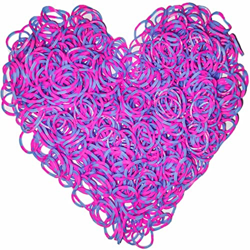 Yowamho 900 gomas elasticas Rosa y azul claro con 24 S-clips y 1 ganchillo pequeño, gomas elásticas para pulseras.