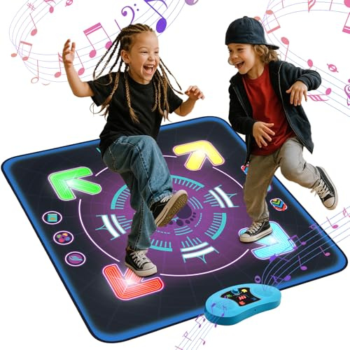 Eygood Tapis de Danse pour Enfants de 3 à 12 Ans, Tapis de Danse Musical avec Affichage LED et Musique Intégrée, Cadeau d'anniversaire de Noël pour Garçons Filles de 3 4 5 6 7 8+