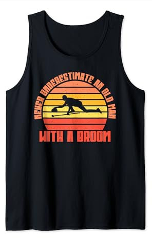 Unterschätzen Sie niemals einen alten Mann mit einem Besen Curling Tank Top