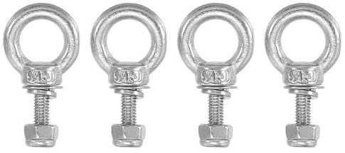 PATIKIL Pernos de Ojo para Levantamiento de Hombro, M3x9 Acero Inoxidable 304 Rosca Macho con Tuerca Hexagonal Arandela Plana para Colgar y Asegurar Cadena Cable de Alambre, 4 Sets