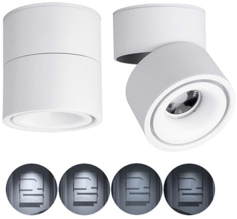 Yodaba Dimmable Ceiling Spotlight,Indoor 360°Adjustable Surface Mounted LED 10W COB Ceiling Downlight-Wall Lamp for Picture Background Wall Display Lighting(White,6000K Cold Light)