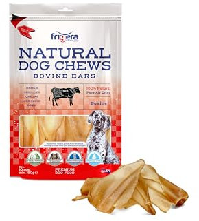 Frigera Rinderohren 10 STK, 200g – Natürliche, Proteinreiche Leckerlis für Hunde,Gluten- und Getreidefrei, Hochwertige Hundesnacks ohne Zusatzstoffe