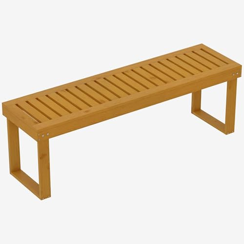 Outsunny Banc de Jardin Exterieur 2 Places 132 x 34 x 43 cm Bois Naturel