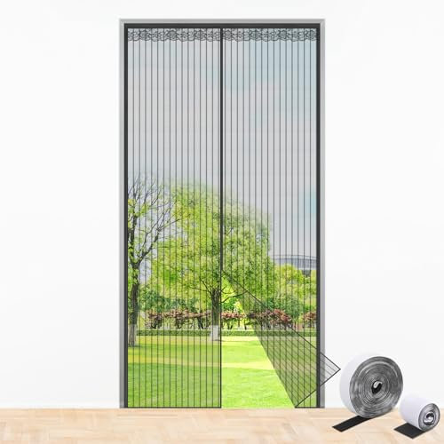 Starvortex Zanzariera Magnetica Porta Finestra, 90x210 cm Anti-insetti Zanzariera con Calamita Potenti e Banda da 4 cm, Zanzariera Senza Fori per Balconi,Porte-finestre,Terrazze