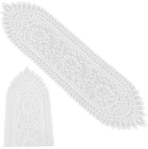 NICENEEDED 2 Stück Rechteckiger Tischläufer Aus Baumwolle Mit Häkelspitze 48 x 13 Zoll Weißer Handgefertigter Tischläufer Deckchen Ovale Kommode Schals Für Hochzeit Party Zuhause Esszimmer