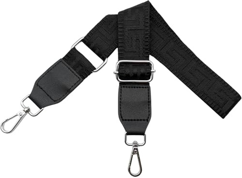 Correa para Bolsos Bandolera Correa de Hombro Ajustable para Mujer con Cuero, Reemplazo Correa Bolso con Mosquetón Plateado 3.8cm Anchura Bolsos Crossbody, Negro Puro, T01