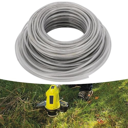 Begonia Hilo de corte de 2,4 mm x 50 m con núcleo de metal, hilo de alambre de acero, desbrozadora de hilo de nailon de acero para desbrozadora, hilo de corte Makita para hierba, jardín, hierba y