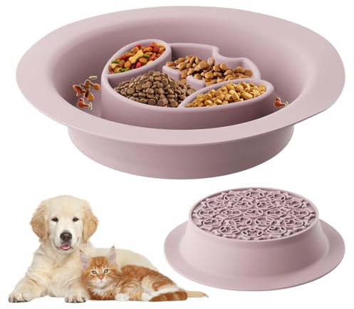 Ciotola Anti Ingozzamento per Gatti e Cani, Ciotola in Silicone Lenta Alimentazione, Ciotole Anti-soffocamento per Cani, Rallentare il Cibo, Adatto per Animali di Piccola Media Taglia (Rosa)