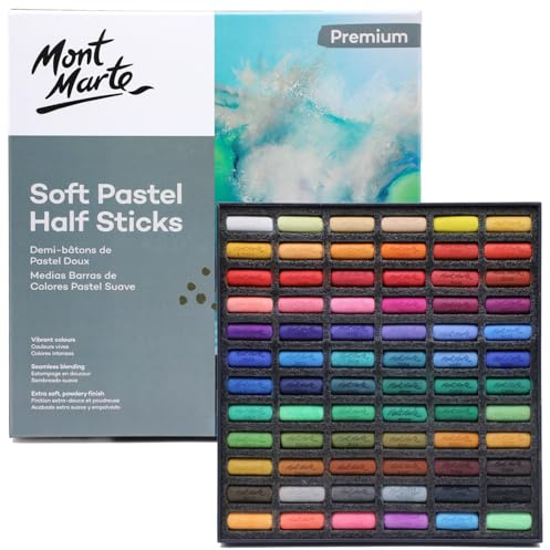 MONT MARTE Soft Pastel Half Sticks 72pc, Pastels Art Supplies, Artist Quality Pastels, Extra Soft and Smooth Texture, Ideal for Professional Level Artwork
