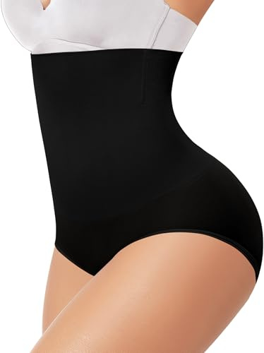 Werena Women High Waist Shapewear Tummy Control Knickers (Black,L)