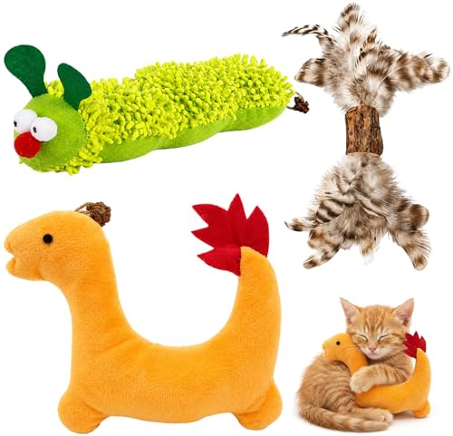 3 Pcs Catnip Toys, Cat Grass Sticks and Cat Chew Toys for Indoor Cats, Catnip Filled Chew Rope for Teeth Cleaning and Playful Activities, Interactive Catnip Toys for Boredom Relief and Dental Care