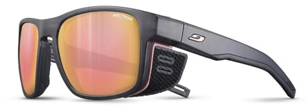 Julbo Shield M Mountain Sunglasses - Translucent Gray/Pink Frame - Brown w/Pink Gold Mirror Lens (Spectron 3)