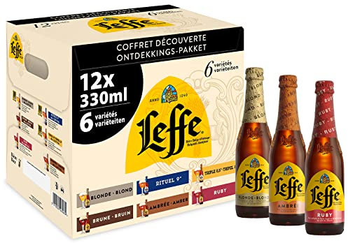 Leffe Découverte Bière (Blonde, Ruby, Rituel 9°, Ambrée, Triple Brune) Pack 12 Bouteilles 33cl