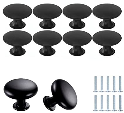 Eorqiurm Manopole per Armadietti Nere,10 Pezzi Pomolo per Maniglia Pomelli per Cassetti con Viti per Cassetto per Armadietto Cucina 30 mm