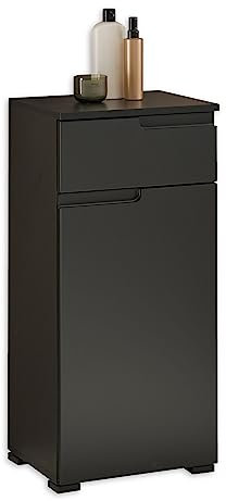 SPICE Badezimmer Kommode mit Schublade in Schwarz matt - Badezimmerschank Bad Schrank mit viel Stauraum - 40 x 85,5 x 32 cm (B/H/T)