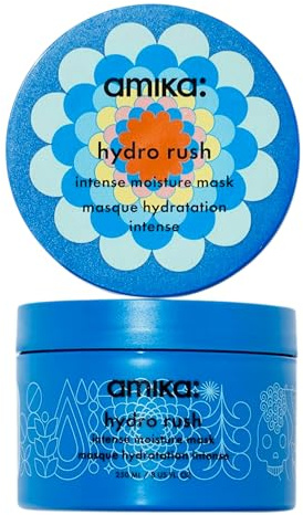 amika hydro rush intense moisture mask with hyaluronic acid, 250ml | for dry, textured, or coarse low porosity hair types 2c-4c, for long-lasting hydration