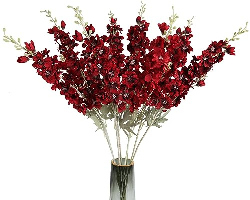 ICBOX Künstliche Rittersporn, künstliche Blumen, 85,1 cm langer Stiel, Rittersporn, künstliche Seidenblumen für hohe Vase, Kunstblumen für Zuhause, Hochzeit, Babyparty, Blumenarrangement,