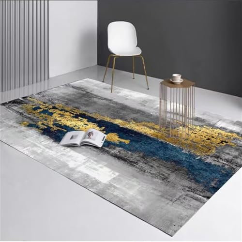 RUGMRZ Matta barnrum vävmatta halkfri grå-blå enkel vardagsrumsmatta yttillbehör modern deformationsfri terrassmatta 140 x 200 cm