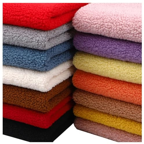 Tela de Piel de Imitación de Lana de Sherpa Tejido de Felpa de Lana Rizada Suave Alta Densidad Tela de Borreguito de Sintética para Tapicería Costura Colchas Cojines Disfraces 50x160cm(Color:White)