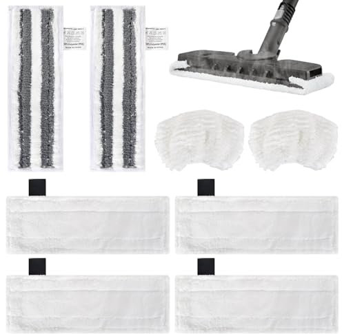 Dampfreiniger Ersatztücher für Kärcher, Bodentücher für Kärcher Dampfreiniger, 4 Stück Bodentücher, 2 Stück Schleiftücher, 2 Stück Überzüge, Ersatz Kompatibel für Kärcher SC1 SC2 SC4 SC5