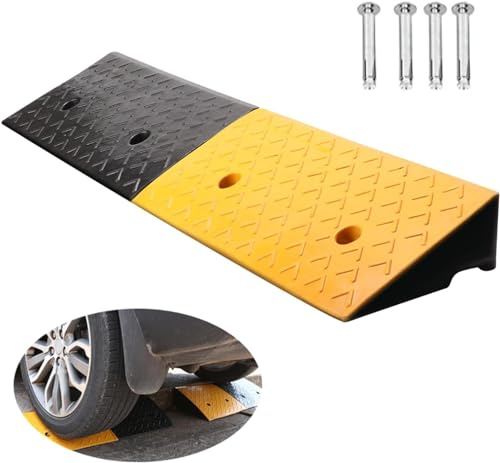 ybaymy Rampe de trottoir en caoutchouc, 13 cm de haut, pour fauteuil roulant, rampe de seuil de voiture, avec 4 vis à expansion, pour camion, voiture, chariot élévateur