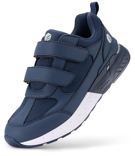 FitVille Chaussures de Marche Homme Extra Larges Basket Scratch Homme Chaussures Orthopédiques Confort Sneakers pour Pieds Larges et Plats Bleu 45 EU X-Large