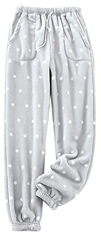 Generisch Pantalon de pyjama long pour femme - Pantalon de pyjama en coton pour l'hiver - Pantalon de pyjama baggy - Pantalon de jogging confortable avec poches - Pantalon de yoga - Pantalon droit