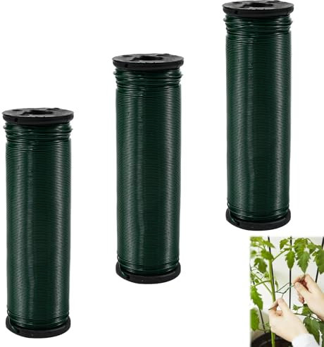 YBCCBY 3 rolls 100 M/roll ø0.7mm Garden Plant Ties Green Garden Wire Garden Twist Tie Flexible Soft Plant Wires Twist Ties Reusable for Gardening Climbing Plants, Vines, Shrubs and Flowers, Tomato