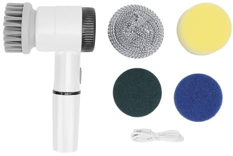 Elektrisk rengöringsborste, elektrisk spin skrubber sladdlös med 4 utbytbara borrborsthuvuden, LED-skärm, 3 lägen, sladdlös rengöringsborste för badrum, kök, klinkergolv och bil