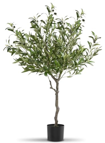 tectake® Olivier Artificiel 120cm Plante Artificielle Fausse Plante Interieur Arbre Vert Arbre Artificiel Décoration Maison idéal pour Décoration Salon Chambre Cuisine Dressing Chambre Enfant Bureau