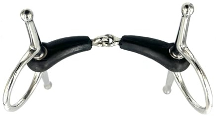 ES0104 Knebeltrense Einfach Gebrochen mit Gummi Edelstahl 21mm, 12.5 cm