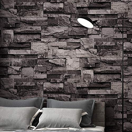 IHFMPFKJ Papel Tapiz de Piedra para Dormitorio de Adultos, Papel Tapiz 3D para Sala de Estar, Papel Tapiz Moderno Minimalista no Tejido, Rollo de Papel Tapiz en Relieve