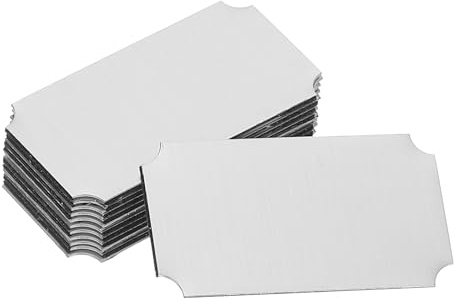 sourcing map Lot de 12 plaques nominatives vierges de 4,1 x 2,3 cm en métal gravé au laser - Plaque signalétique adhésive solide en aluminium anodisé - Pour panneaux, loisirs créatifs, coins crantés