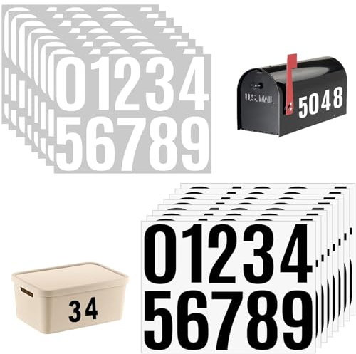 10 cm Pegatinas de números 16 hojas, Pegatinas Numeros Adhesivos Grandes Impermeable, 160 Pegatinas Números Adhesivos, para números de casa, ventanas, carteles, tiendas y contenedores de basura