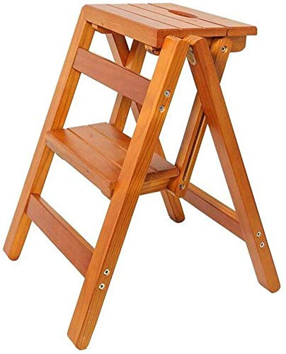 Tabouret escabeau pliable multifonction en bois - Chaise polyvalente de bibliothèque et de cuisine Design compact pour bureau et usage domestique (couleur : A)