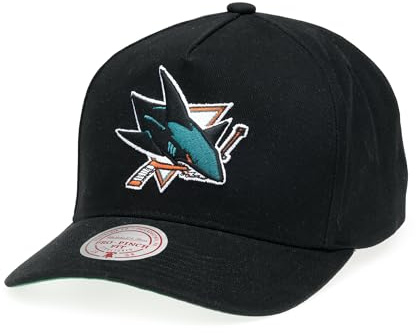 Mitchell & Ness NHL Nostalgic 2.0 Pro Crown Snapback Cap - 100% algodón, ajustable, hombre, mujer, niños, unisex, primavera, verano, otoño, invierno, SAN JOSE SHARKS, Talla única
