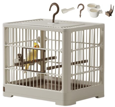Cage de voyage pour petits oiseaux – Cage à poignée ventilée avec perchoir, boîte de transport légère | Conteneur à oiseaux portable pour perroquets, pinsons, perruches, inséparables, caisse de voyage