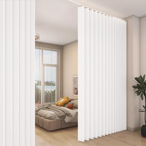 100x96 Extra Large Blackout Room Divider Curtain,Waterproof Indoor/Outdoor Vertical Drapes for Bedroom, Living Room,Cordless Panel Partition with Hooks,White