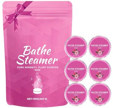 Draps de bain à la vapeur parfumés à la rose - 6 draps, adaptés à la douche et au bain, formule botanique, soulage le stress et revitalise la peau