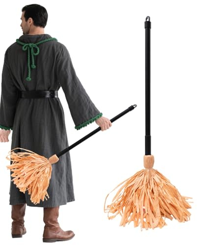 Scopa Rotante per Halloween, Scopa da, Ornamento Illuminato Horror, Alimentato a Batteria, per Portico, casa infestata, Giardino, casa, parcheggio, Feste Cosplay