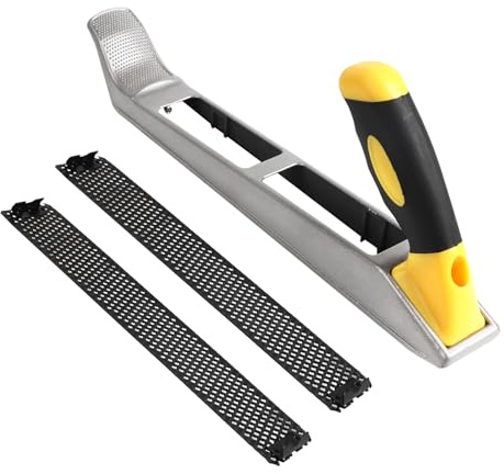 Wood Planer for Doors,Metal Surform Block Plane,Wood Plane Tools, Hand Planers for Wood, Stainless Steel File Planer with 1 X 300mm and 1 X 250mm Mesh Blade and Ergonomic Handle for Furniture Repair