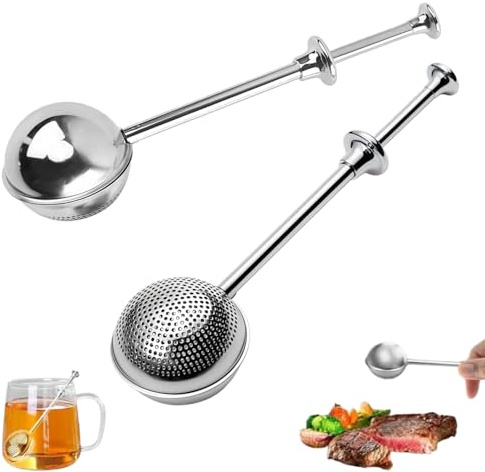 2 Piezas Bola Infusora de Té de Acero Inoxidable 304 con Mango Telescópico,Infusionador y Colador de Malla Fina Para Té Suelto,Especias y Café,Filtro en Forma de Esfera Para Teteras y Tazas de Té