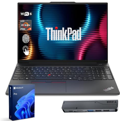 Lenovo ThinkPad E16 Gen 2 Business Laptop, 16 FHD+ Touchscreen, AMD Ryzen 7 7735U, 32GB DDR5 RAM, 1TB SSD, HDMI, Type-C, Fingerprint, Backlit KB, Wi-Fi 6, Windows 11 Pro, Bundle w/ 7-in-1 USB-C Hub