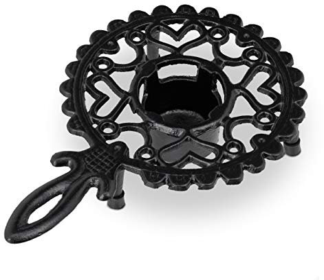 Relaxdays Scaldavivande, Scalda Tazze, Teiera e Caffettiera, in Ghisa, 1 Lumino, Design Antico, Fornellino Rustico, Nero