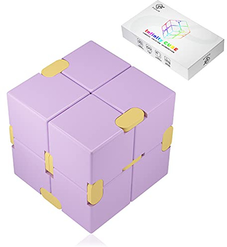 Funxim Purple Fidget Toy, Stress Relief Fidget Finger Toy, Infinity Cube Killing Time Toys for Adults & Kids