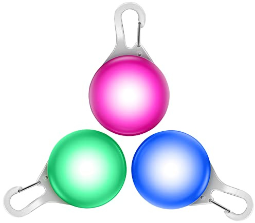 3 Pack LED Dog Collar Light, Light Up Dog Collars, Clip-On LED Pet Tag Three Modes for Night Walking, Running, Camping, Climbing