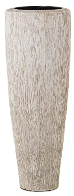 DRW Jarron de Suelo de Ceramica en Blanco y Marron 22x60cm