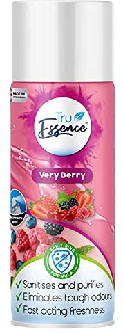 TruEssence Air Burst Air Freshener Spray Odour Eliminator for Home, Cars, Clothes, Shoes. 400ml. Made in the UK (Very Berry)